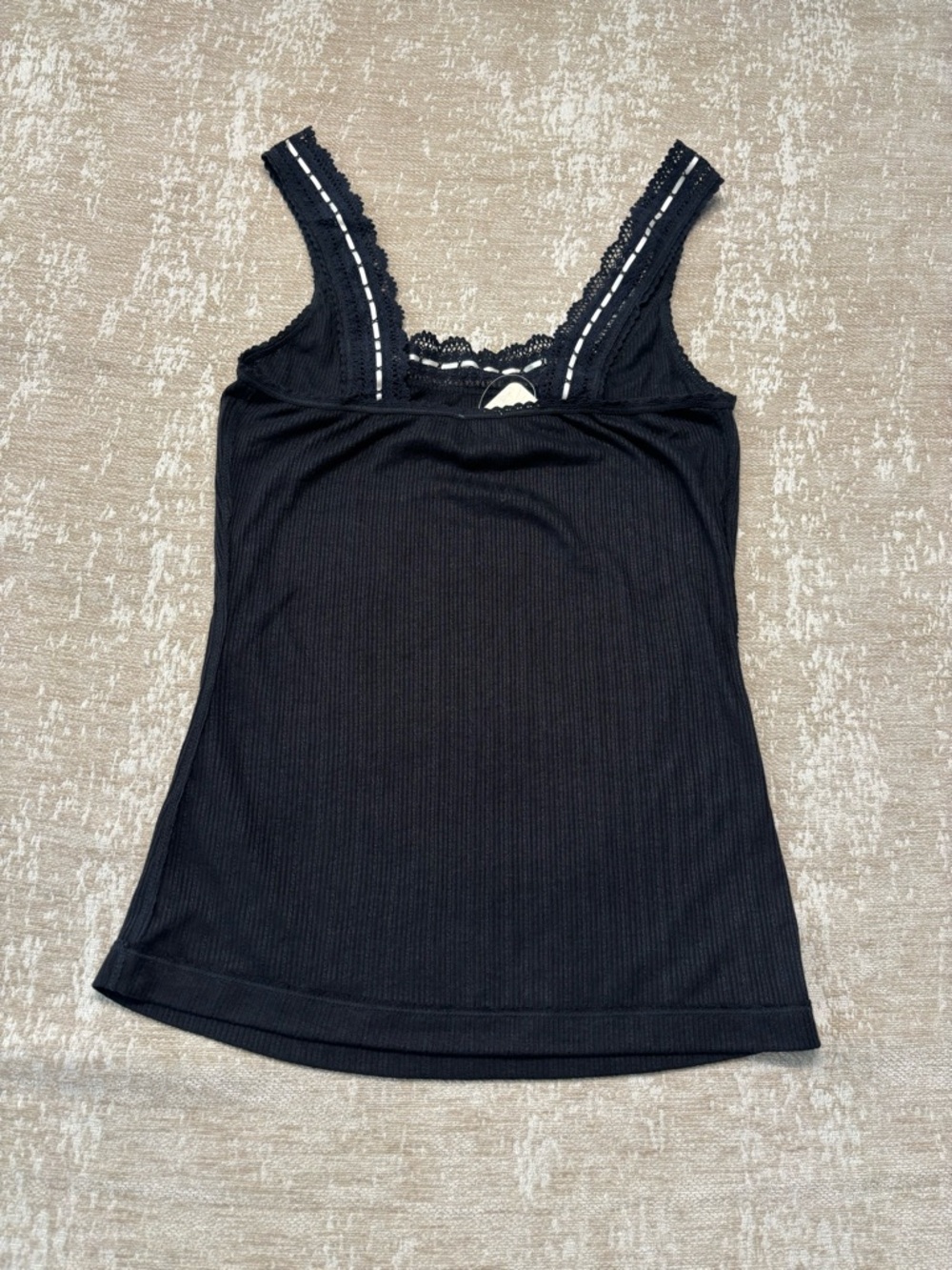 NWT Free People Only You Lace Trim Ribbon Tank Black Small Romantic - Picture 7 of 7